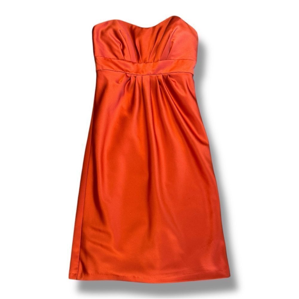 Alfred Angelo Red Satin Strapless Midi Cocktail Dress